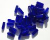 50 5x15mm Transparent Cobalt Glass Rectangle Beads
